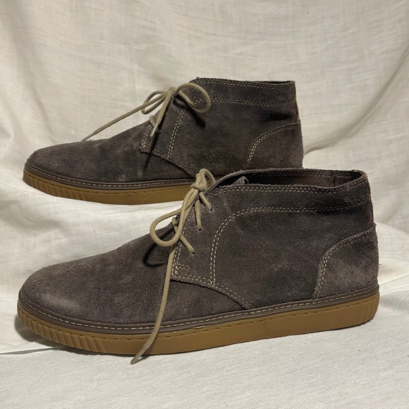 JOHNSTON & MURPHY WALLACE Grey/ Brown LEATHER CHUKKA DESERT BOOTS Men’s - Picture 2 of 6